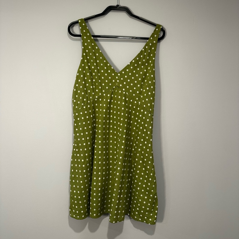 Abercrombie & Fitch V-Neck Linen-Blend Mini Dress